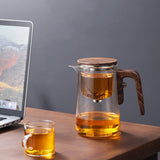RORA Lazy Kung Fu Glass Teapot Magnetic Glass Teapot Set Large Capacity Teacup Office Reception Room Drinking Tea