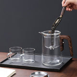 RORA Lazy Kung Fu Glass Teapot Magnetic Glass Teapot Set Large Capacity Teacup Office Reception Room Drinking Tea
