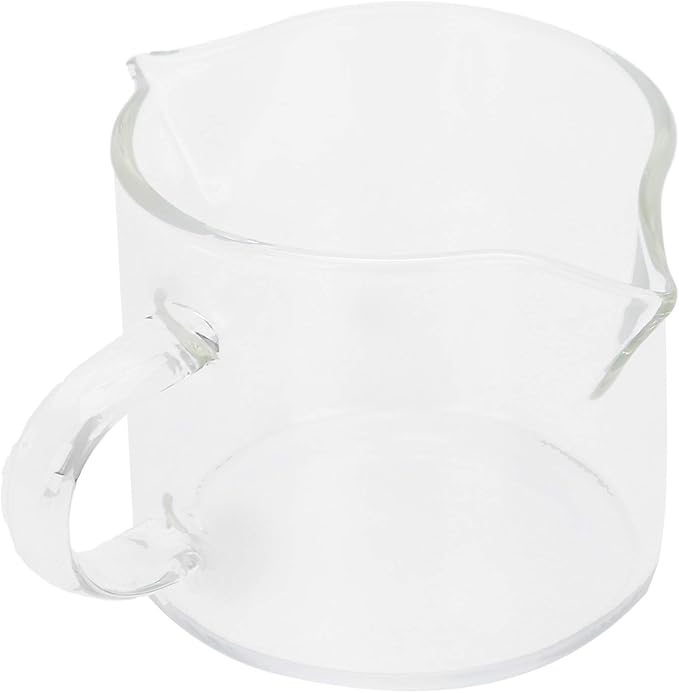 2-Pack Small Glass Pitchers with Handle & Spout, 5oz/150ml Clear Glass Cups for Espresso, Coffee, Milk, Hot & Cold Beverages