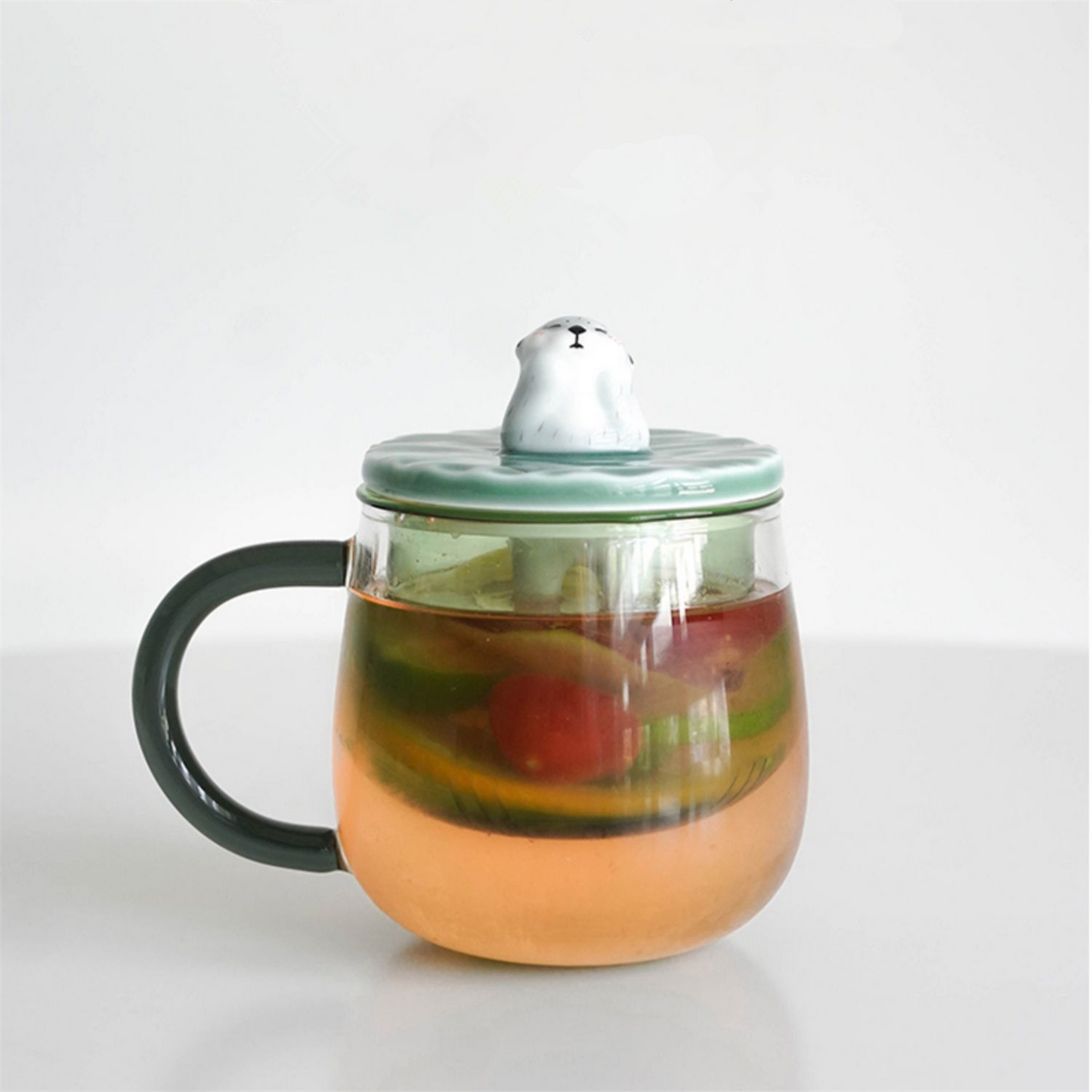 Sea Otter Glass Mugs Double Wall Tea Cup Cartoon Animal Filter Mug Gift