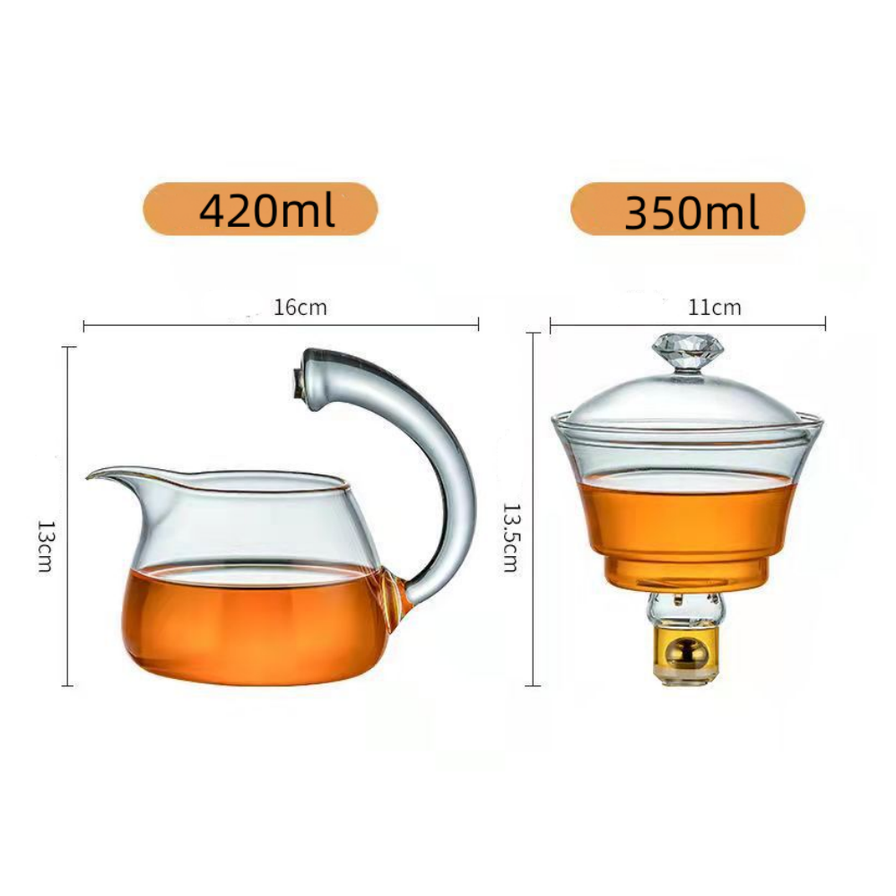 RORA Glass Tea Set Magnetic Crystal Glass Teapot Suit