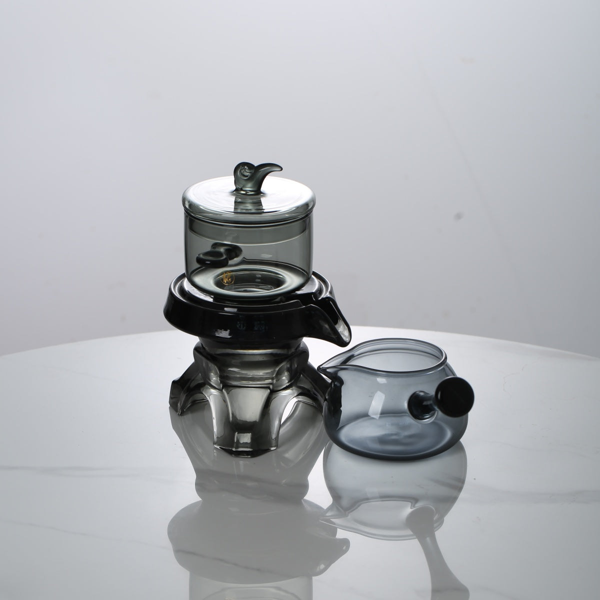 Semi-automatic transparent glass lazy tea set home high borosilicate glass tea maker high appearance level kung fu tea set