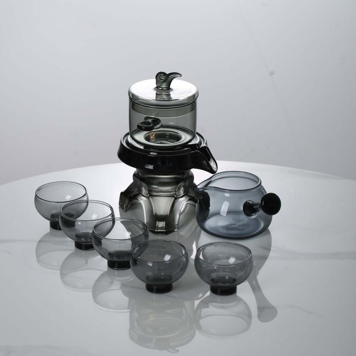 Semi-automatic transparent glass lazy tea set home high borosilicate glass tea maker high appearance level kung fu tea set