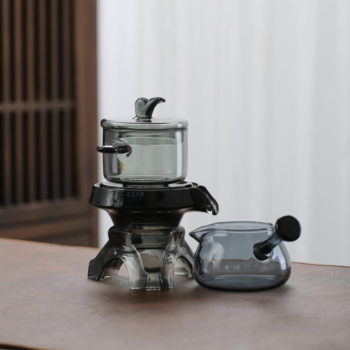 Semi-automatic transparent glass lazy tea set home high borosilicate glass tea maker high appearance level kung fu tea set