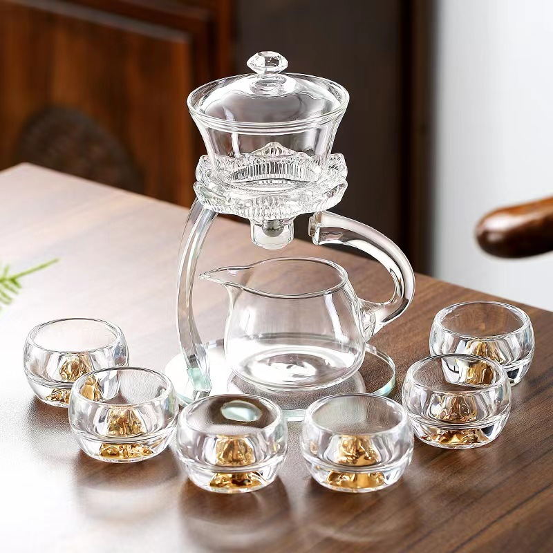Lotus Glass Kung Fu Teapot Clear Tea Set