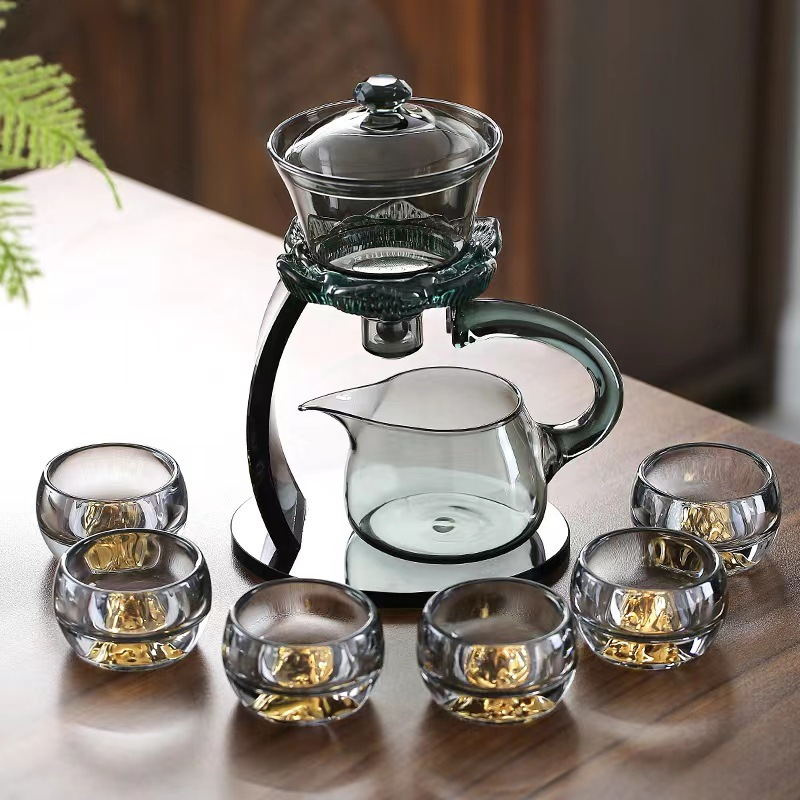 Lotus Glass Kung Fu Teapot Clear Tea Set