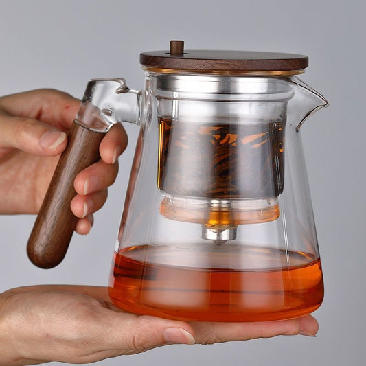 Glass tea pot, lazy person's tea making artifact, Kung Fu tea set, office tea drinking, high-end light luxury