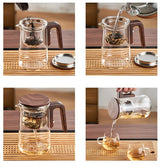 RORA Lazy Kung Fu Glass Teapot Magnetic Glass Teapot Set Large Capacity Teacup Office Reception Room Drinking Tea