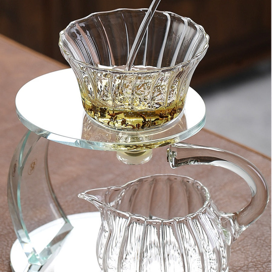 Glass palace lamp tea set tea cup set semi-automatic glass tea set Kung fu tea set net red glass tea cup