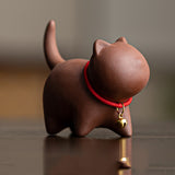 RORA One Set Cute Kitten Tea Pet Purple Sand Handcrafted for Kung Fu Tea Set Acessories for Table Room/Home/Office Tearoom Chinese Kungfu Tea Pet Gift for Tea Lovers