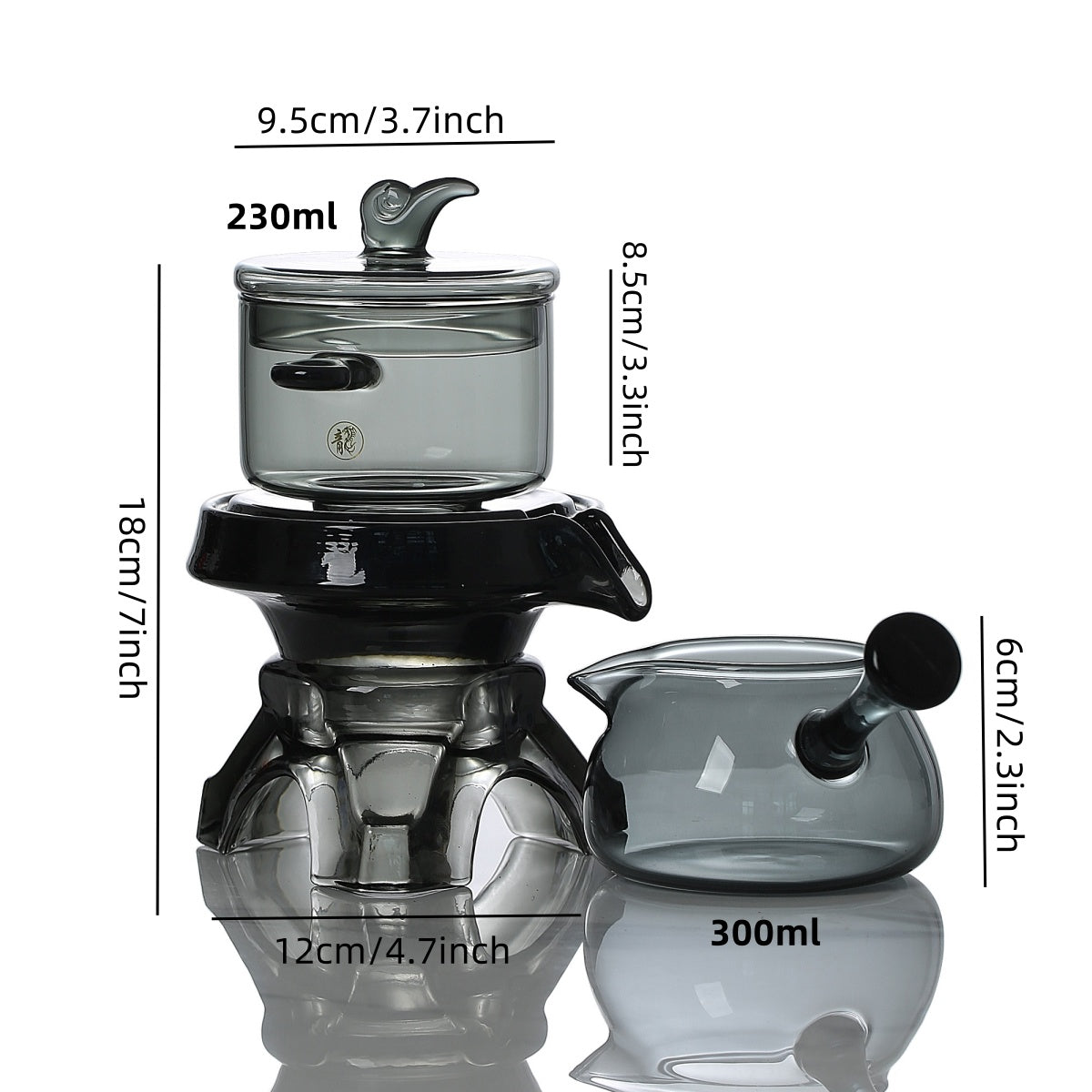 Semi-automatic transparent glass lazy tea set home high borosilicate glass tea maker high appearance level kung fu tea set