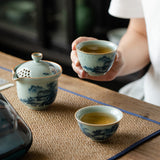Blue and white porcelain travel tea set