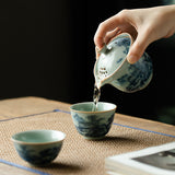 Blue and white porcelain travel tea set