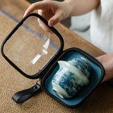 Blue and white porcelain travel tea set