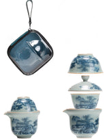 Blue and white porcelain travel tea set