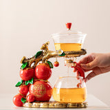 Lucky Ruyi Automatic Magnetic Lazy Kung Fu Glass Teapot Set