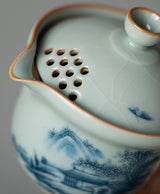 Blue and white porcelain travel tea set