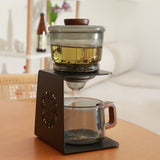 Rora Black Iron Frame Semi-Automatic Glass Teapot Lazy Kungfu Magnetic Tea Set Teapot