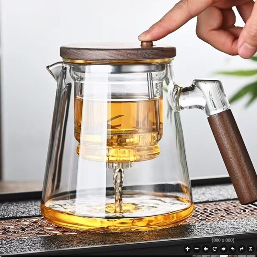 Glass tea pot, lazy person's tea making artifact, Kung Fu tea set, office tea drinking, high-end light luxury