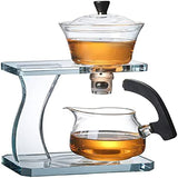 RORA magnetic glass teapot set with black handle and glass serving pitcher
