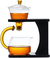 RORA three-piece glass magnetic drip tea set on a white background