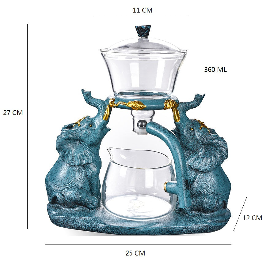 RORA Lazy Kungfu Glass Tea Set Magnetic Water Diversion Rotating (6 tea cups)