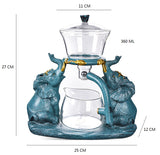 RORA Lazy Kungfu Glass Tea Set Magnetic Water Diversion Rotating (6 tea cups)