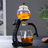 RORA black deer tea set with blooming tea flower in the glass infuser and pitcher