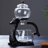 RORA black deer magnetic glass tea set full view on a dark background