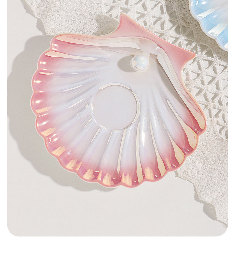 Pearl Shell Ceramic Exquisite Coffee Cup and Saucer Set for Afternoon Tea Cup 240ML