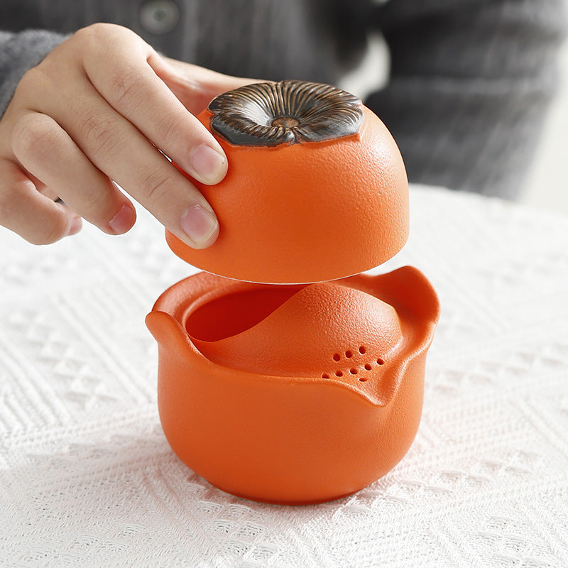 Persimmon Ceramic Teapots Gaiwan Set with Teacup