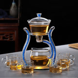 RORA magnetic glass teapot with six glass cups and brewed tea