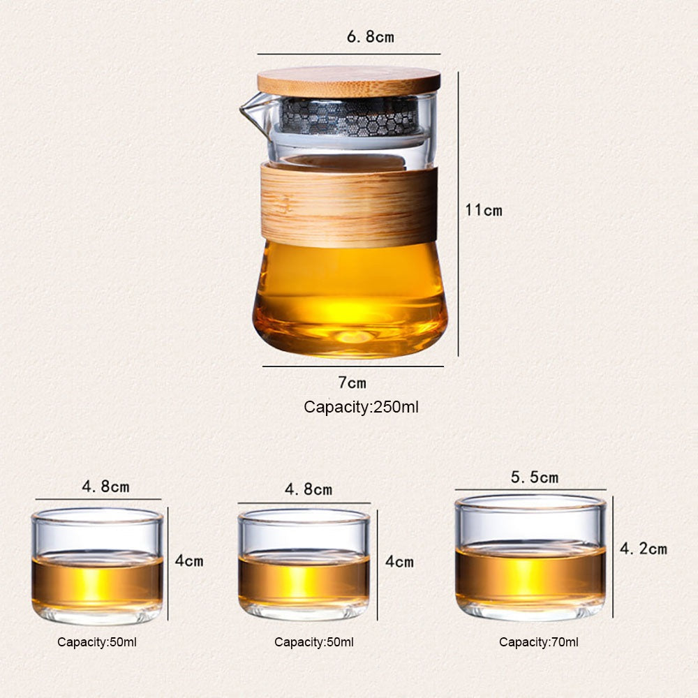 طقم إبريق شاي زجاجي للسفر من رورا