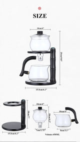 RORA magnetic tea maker set with size and dimension diagram, 450ml volume
