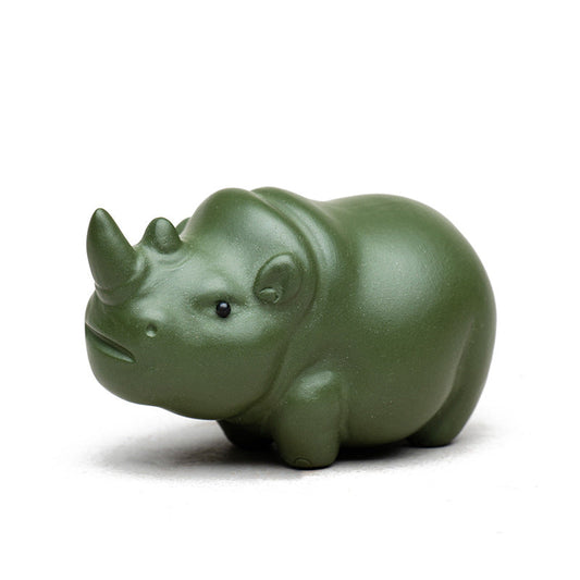 RORA Purple Clay Zisha Rhino Tea Pet لمجموعة شاي الكونغفو (أخضر وأحمر)