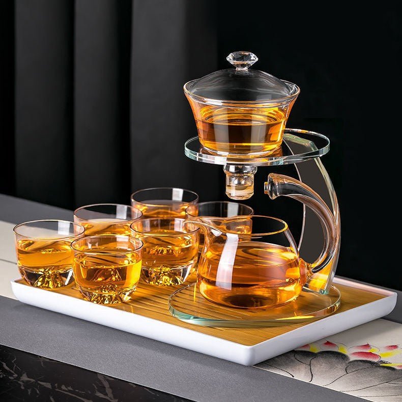 طقم شاي زجاجي من رورا طقم إبريق شاي زجاجي مغناطيسي من الكريستال