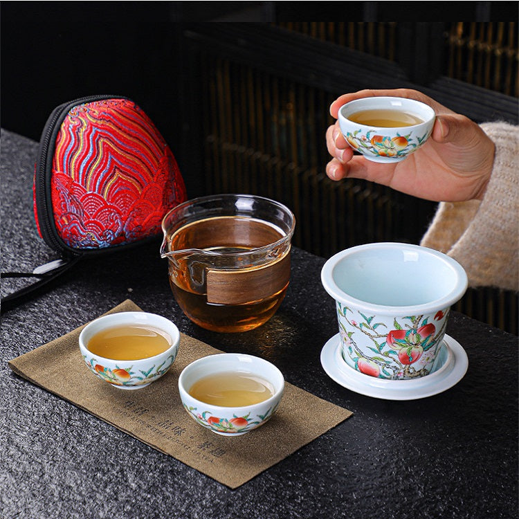 RORA Travel Kung Fu Handmade Ceramic Teapot Set (1 Pot 3 Cups)