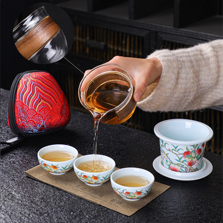 RORA Travel Kung Fu Handmade Ceramic Teapot Set (1 Pot 3 Cups)
