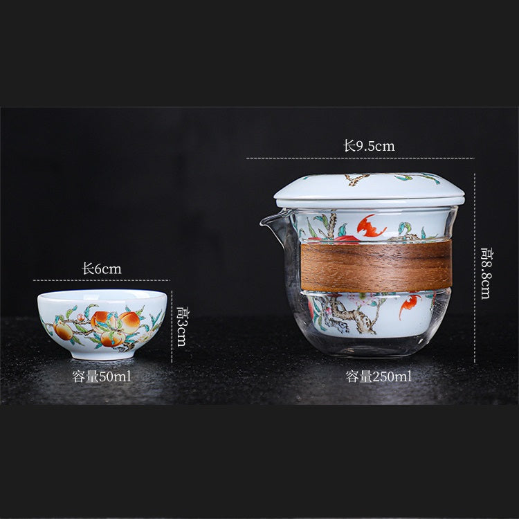 RORA Travel Kung Fu Handmade Ceramic Teapot Set (1 Pot 3 Cups)