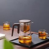 RORA Lazy Kung Fu Glass Teapot Magnetic Glass Teapot Set Large Capacity Teacup Office Reception Room Drinking Tea