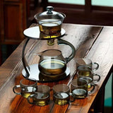 Glass palace lamp tea set tea cup set semi-automatic glass tea set Kung fu tea set net red glass tea cup