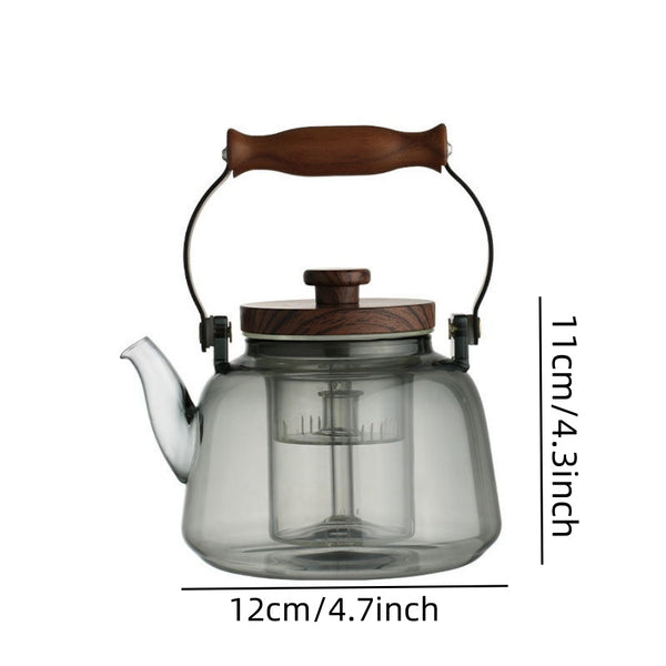 Home high borosilicate glass cooking one flower teapot can be heated by electric pottery stove tea maker smoke grey glass beam
