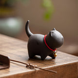 RORA One Set Cute Kitten Tea Pet Purple Sand Handcrafted for Kung Fu Tea Set Acessories for Table Room/Home/Office Tearoom Chinese Kungfu Tea Pet Gift for Tea Lovers