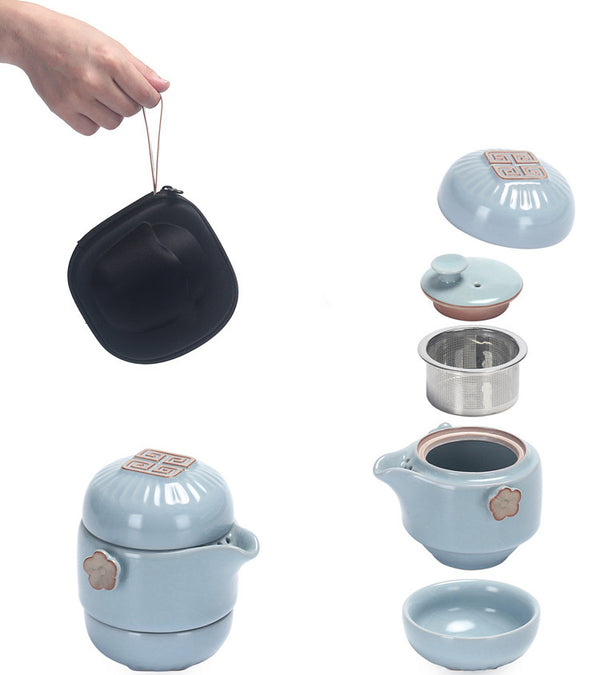 Porcelain Tea set with infuser 1 Pot 2 Cups