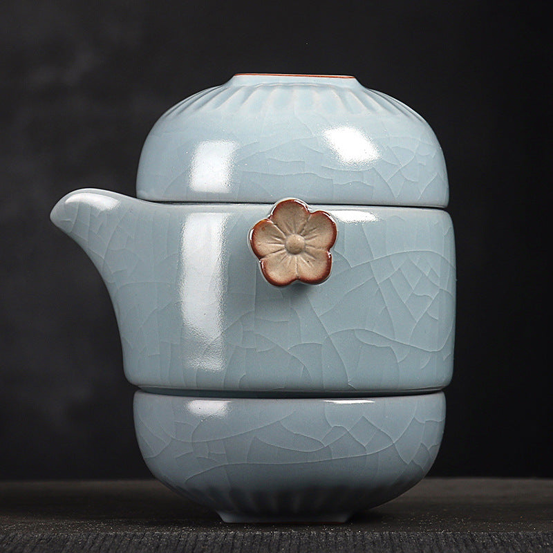 Porcelain Tea set with infuser 1 Pot 2 Cups