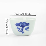 Shouzang Kiln blue and white ganoderma lucidum cup Master cup Single cup Jingdezhen Chinese tea tea cup hand-painted tea tasting cup