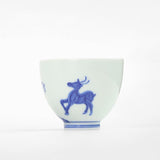 Shouzang kiln blue and white pine deer Yanian master cup single cup Jingdezhen Chinese retro hand-painted tea set sample tea cup