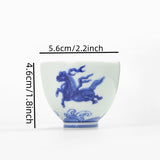 Shouzang kiln blue and white Pegasus master cup single cup Jingdezhen Chinese retro tea tea cup hand hand sample tea cup