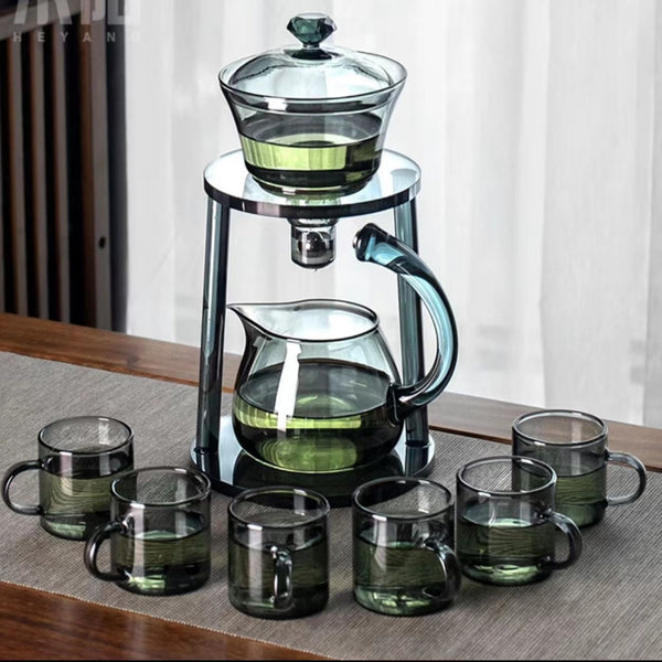 High borosilicate glass grey cylindrical tea set home magnetic office brewing teapot lazy tea maker