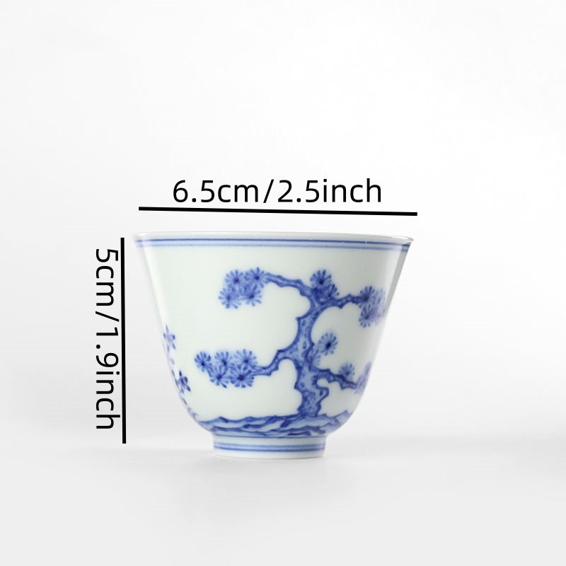 Shouzang Kiln Green garden view master cup Jingdezhen Chinese retro tea set tea cup pure hand-painted tea single cup